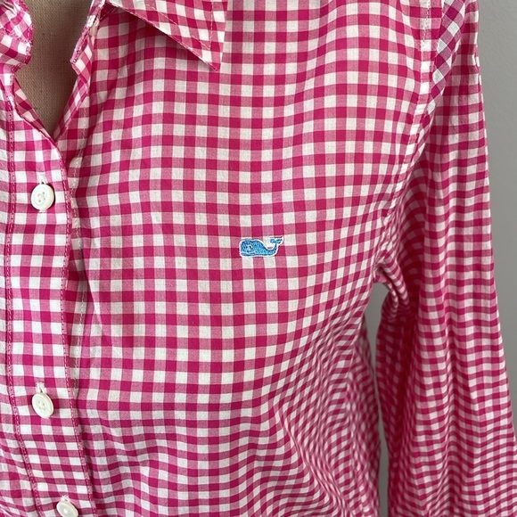 Vineyard Vines Women Long Sleeve Button Down Shirt SZ 4 Relaxed Bright Pink - Picture 4 of 14